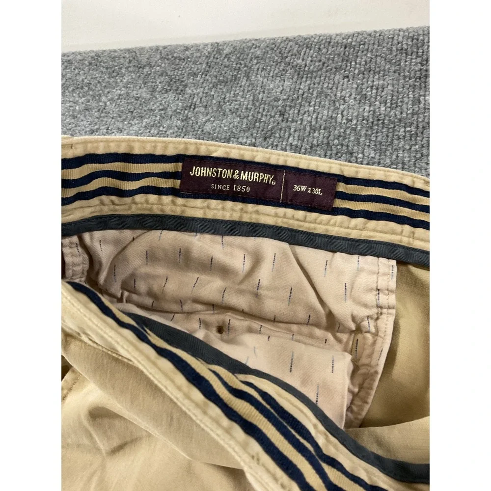 Johnston & Murphy Pants Mens 36x30 Khaki Tan Dress Casual Stretch Chinos Busines